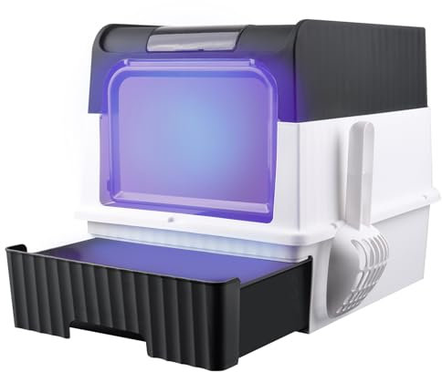 Katzenklo mit Deckel und Aktivkohlefilter, inklusive Schaufel – Katzentoilette mit Deckel, XL, geschlossen, Cat Litter Box für saubere Katzen, Auslaufsicherer Boden (48 * 35 * 36cm，Schwarz)