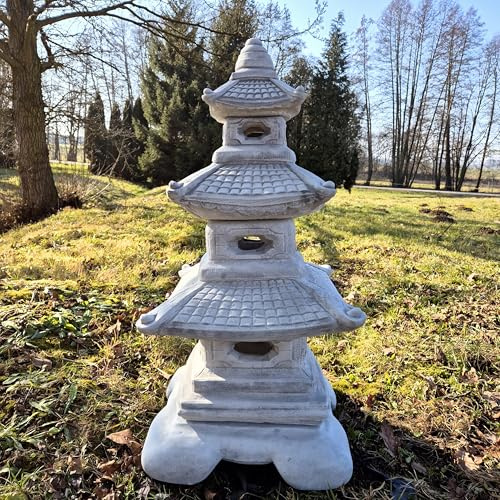 FABRIQ Pagoda giapponese, grande statuetta da giardino, altezza 94 cm, base 42 x 42 cm, 109 kg, resistente alle intemperie e al gelo, cemento premium, scultura in pietra
