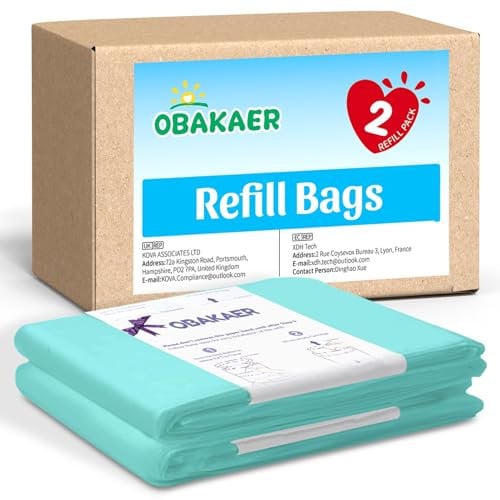 Nappy Bin Refills 2 Pack Nappy Bin Bags Nappy Liners Compatible With Korbell 16L Bin and Litter Champ Odor Lock and Germ Protection Baby Diaper Pail Liner