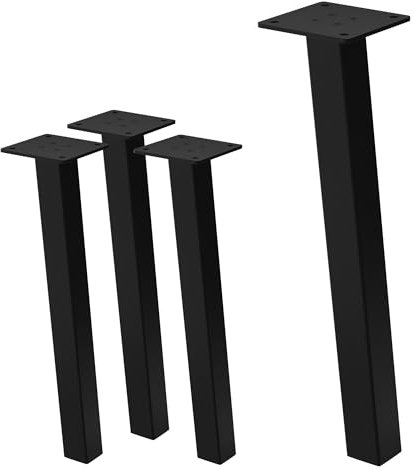 ML-Design 4er Set Tischbeine schräg H:42 cm, Schwarz glänzend, aus pulverbeschichtetem Stahl, eckig, Profil 4x4 cm, I-Form, Möbelfüße Metall 96° Neigung, Tischfüße Möbelbeine für Couchtisch, Sitzbank