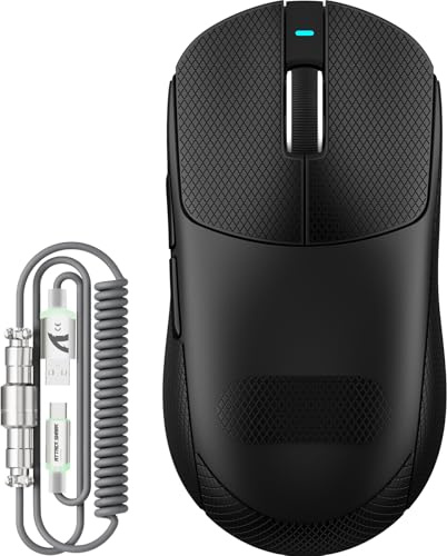 ATTACK SHARK X8 Plus Souris Gamer sans Fil avec Câble LED C06 Ultra, 55g Ultra-Légère, Grande Taille, Capteur PixArt PAW3395PRO, Modes BT/2.4G/USB-C, 40000 DPI, Batterie 500mAh (Noir+Ruban adhésif)