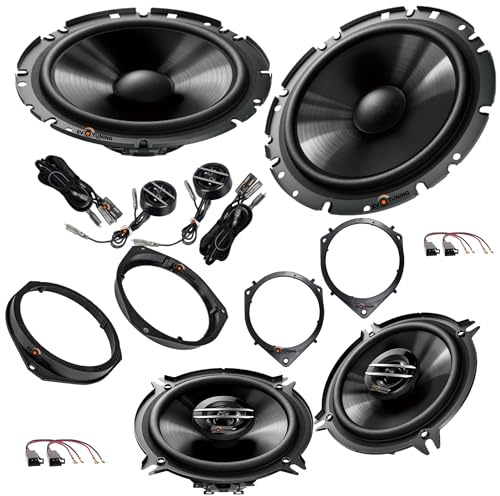 EvoTuning Kit 6 Casse Altoparlanti Anteriori e Posteriori per Fiat Grande Punto, compatibile con Pioneer Ts-g170c +Ts-f1320f, +Set 4 Anelli e Cavi Adattatori