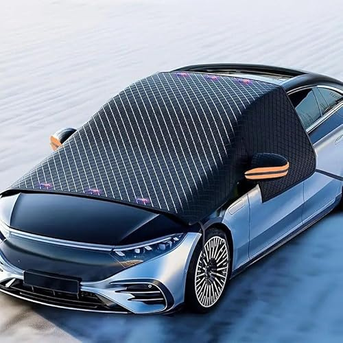 Xibany Frontscheibenabdeckung Auto für Ford S-MAX, Winter Frostabdeckung Sonnenschutz mit Magnet & Riemen, Autoabdeckung für Die Gegen, Schnee, EIS, Frost,B Black1