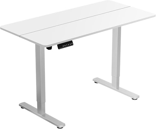 GIANTEX Bureau Assis-Debout Électrique, Bureau Gaming Réglable en Hauteur avec 3 Préréglages Mémoire, Protection Anti-Collision, Crochet pour Casque, Charge 91 kg, 120 x 60 cm (Blanc)