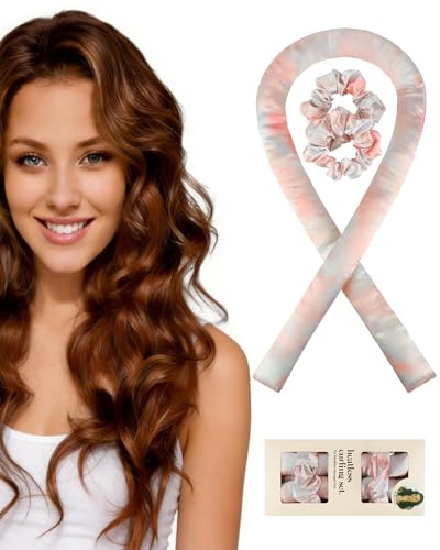 lulir Satin Heatless Curls Set, Lockenwickler über Nacht | mit Lockenband und 2 Haargummis, Locken ohne Hitze für Lange Haare, Overnight Blowout Curls Geschenk für Frauen
