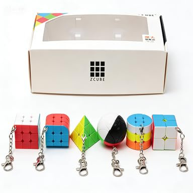 Racocou Mini-Zauberwürfel 6er-Set, Schlüsselanhänger 6er-Set, taschenfreundliches Stressabbau- und Puzzlespielzeug