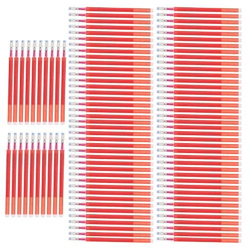HEEPDD 100pcs Heat Erasable Pen Refills, Fabric Marker Pen Set, Ideal for Quilting and Dressmaking, (Red)