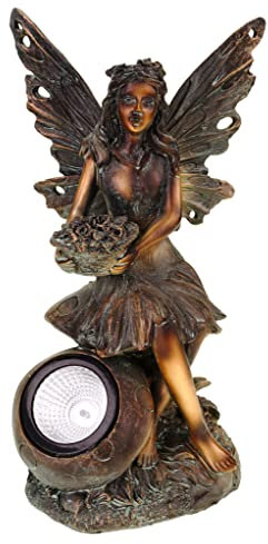 Kremers Schatzkiste Edle Elfe mit Solar Blumenschale Figur Gartenfigur 30 cm Fee Fairy