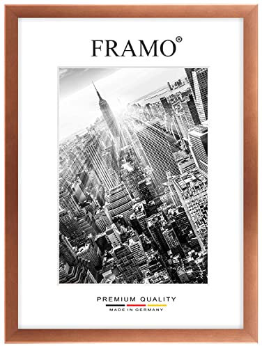 FRAMO Holz Bilderrahmen 60 x 90 cm nach Maß - Kupfer Braun | Größe wählbar | inkl. entspiegeltes Acrylglas | Rahmen für Puzzle | Foto | Poster