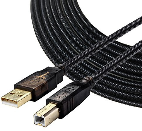 Bolongking Câble pour imprimante, USB 2.0 mâle A/mâle B compatible avec imprimantes HP, Canon, Lexmark, Epson, Dell, Xerox, Samsung et plus encore, (3m)