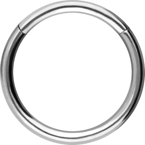 PIERCINGLINE Segmentring Clicker Titan Piercing Nase Septum Ohr Helix Lobe Tragus Silberfarben 1 x 10 mm