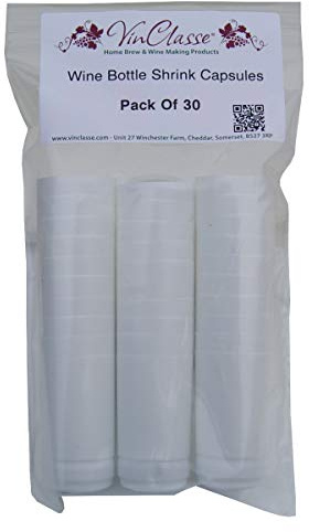 VinClasse Wine Bottle Shrink Capsules/Caps - Pack of 30 - White