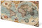 banjado® Wandgarderobe aus Echtglas/Design Garderobe 80x40x6 cm groß/Flurgarderobe mit 5 Haken/Magnetisches Garderobenpaneel Motiv Alte Weltkarte