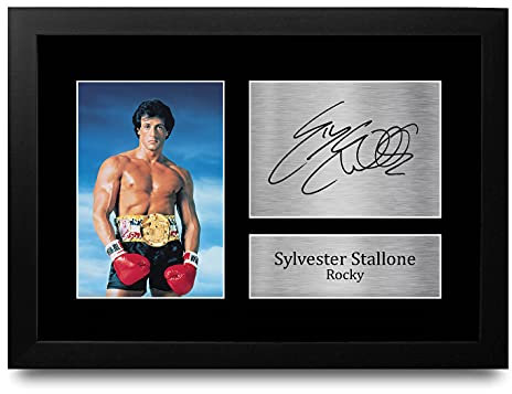 HWC Trading Sylvester Stallone A4 Gerahmte Signiert Gedruckt Autogramme Bild Druck-Fotoanzeige Geschenk Für Rocky Filmfans