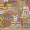 ABAKUHAUS Katze Stoff als Meterware, Psychedelische Comic-Maskottchen, Qualitäts Stoff Dekorativer Polster Heimtextilienstoff, 2M (148x200cm), Braun Gelb