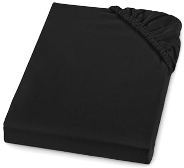 sleepling Feinbiber Spannbettlaken 100x200 cm, Steghöhe 25 cm, Schwarz | 100% Baumwolle, Rundumgummizug, Bettlaken 100 x 200 cm, Made in Germany, OEKO-TEX, Waschbar bis 60 Grad