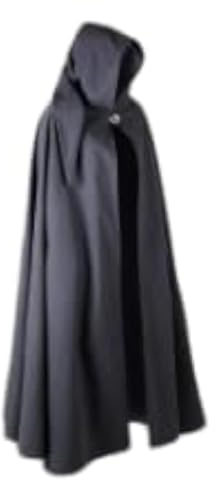 MYTHOLON Gora Umhang mit Kapuze, Kostüm aus Canvas, Mittelalter LARP, Verkleidung Damen Herren, Schwarz