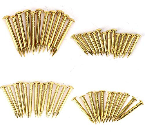 100Pcs Brass Wall Pins, Round Head Brass Brad Nails for Furniture Hinge Hardware Accessories (10mm Length)