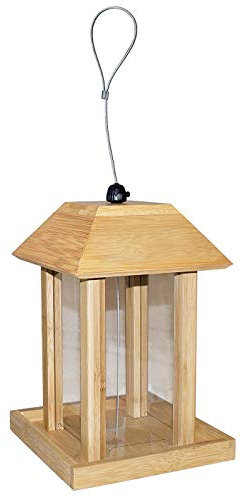 Ryom Vogelfutter-Station Bamboo-Single Vogelhaus Wildvogel-Futterhaus aus Bambus, zum Hängen, 19x19x30cm