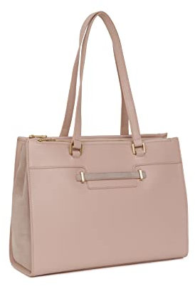 Hexagona Paris 2 Manici-per Donna-Collezione Cosmo-Cipria-in Crosta Liscia di Vacchetta Tracolla-Borsa Piccola, Rose pâle, Taille Unique