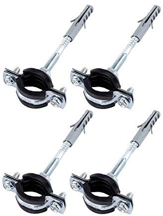 (Confezione da 4 pezzi) Staffe per tubi in metallo singolo antivibrazioni Morsetti a clip con rivestimento in gomma per tubi Ø 20-25 mm (4)
