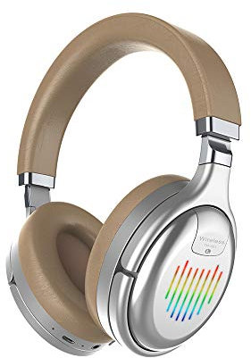 Funwaretech Cuffie Bluetooth Over Ear, Cuffie Wireless con Microfoni, Supporto per Schede SD/TF, Modalità Wireless e Cablata, Radio FM e luci LED, Sudio Stereo Hi-Fi per TV (Argento)
