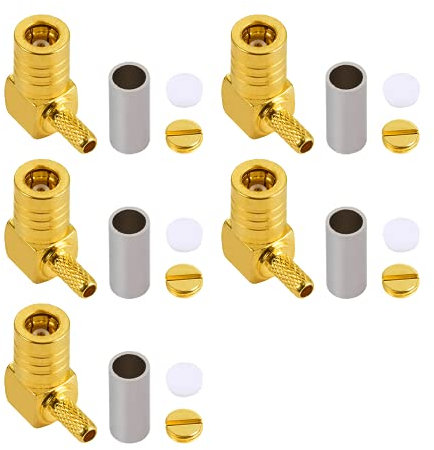 Vecys SMB Stecker Löten SMB Buchse rechtwinkliger Adapter 5 Stück Löten RG174 Kabel für Kabel DAB Antennen Car Digital Radios
