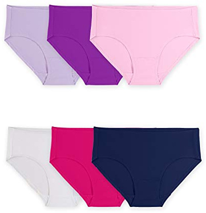 Fruit of the Loom Women's Underwear with 360° Stretch (Regular & Plus Size), Low Rise Brief - Microfiber - 6 Pack, 5