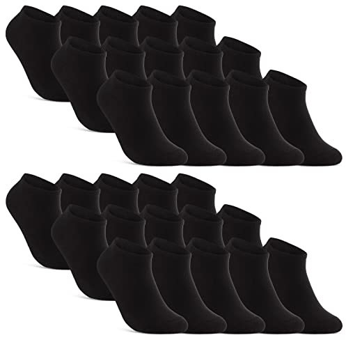 10 | 20 | 30 Paar Sneaker Socken Herren Damen Schwarz Weiß Grau Baumwolle 16900 (30x Schwarz 43-46)