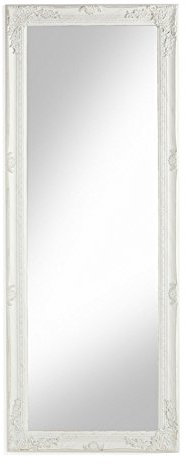 Montemaggi Specchio da Parete con Cornice Rettangolare in Legno Bianco Anticato 55x142 cm