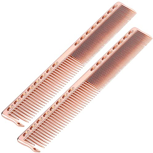 2 Stück Haarschneidekamm aus Edelstahl, antistatischer professioneller Bartkamm, feinzahniger Kamm für den Heimgebrauch im Friseursalon (Roségold)