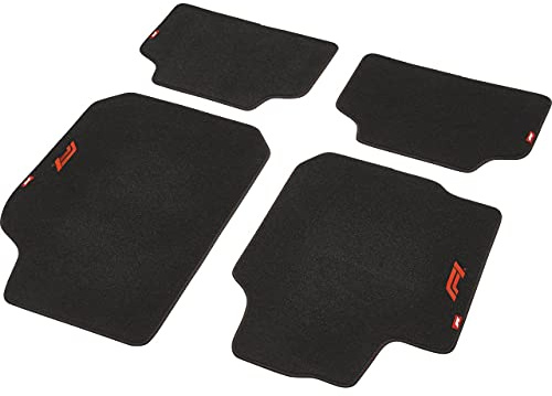 Formula 1 Universal Auto Fußmatten Set in Premium Qualität, Antirutschfest, Auto Matten Fussmatten 4-teilig, mit Logo, schwarz/rot