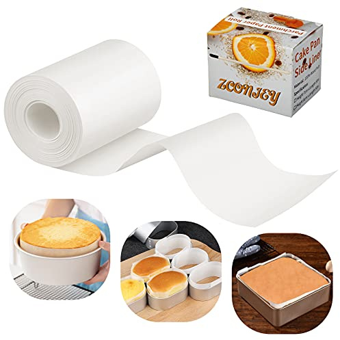 Forros laterales de papel pergamino para hornear, rollo de tiras para hornear para moldes redondos para tartas, molde desmontable para tartas de queso, papel de forro antiadherente de 3.15 pulgadas x