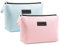 Kleine Schminktasche MAANGE 2 Pcs Reise Kosmetiktasche Tragbare Make up Tasche wasserdichte PU Leder Kosmetiktasche für Geldbörse mit Griff Vielseitige Kosmetiktasche für Frauen (Rosa + Blau)