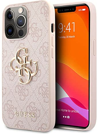 Guess GUHCP13L4GMGPI Hülle für iPhone 13 Pro / 13 6,1 rosa 4G Big Metal Logo Rot