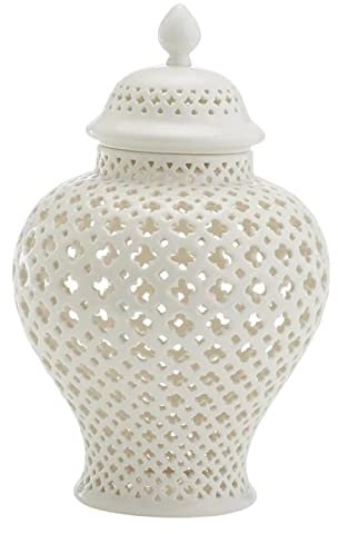 Ginger Jar with Lid Universal Jar Storage Decoration Home Decor, White, 16x16x28CM