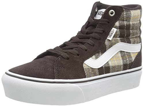 Vans Baskets Filmore Hi Platform pour Femme, Mélange écossais Marron Blanc, 41 EU