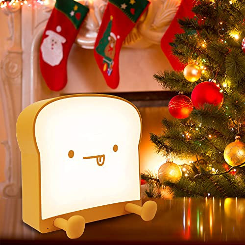 ipalmay Cute Toaster Night Lamp,USB Rechargeable Bread Night Light,Cute Home Desk Decor and Sleep Light for Kids(Toast-Yummy)