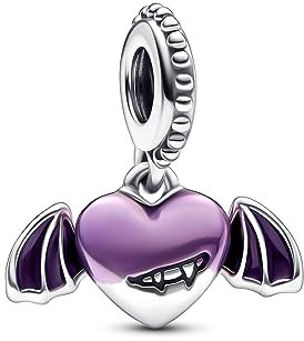PANDORA Vampirflügel Herz Charm-Anhänger aus Sterling Silber, Kompatibel Moments, Moments Kollektion, 792290C01