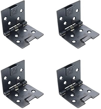 UTALIND Lot de 4 petites charnières à ressort carrées noires à 90 degrés de 5,1 cm de long avec vis en métal à ressort pour armoires, boîtes à bijoux, charnières