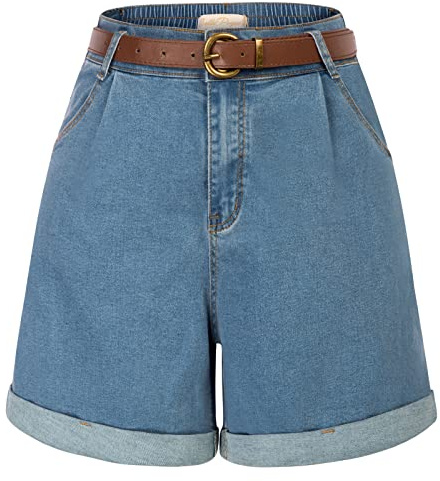 Women Plus Size Jean Shorts Retro Shorts Cut Off Denim Shorts for Summer (Light Blue 682,2XL)