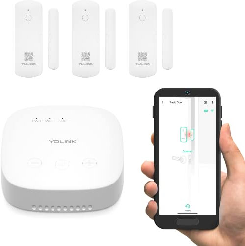 YoLink LoRa - Sensore intelligente per porte e finestre a lunga distanza, promemoria per porte e finestre a sinistra, Alexa, IFTTT, Home Assistant, confezione da 3 (hub incluso)