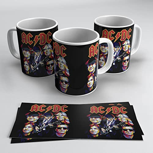 newseny ACDC Taza para fans de la música rock. Colección taza grupo de rock AC/DC. Cerámica 350ml (ACDC 01)