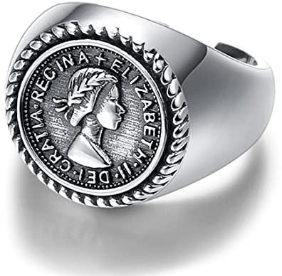 RIJPEX S925 Sterling Silber Damenring, Queen Elizabeth Verstellbar Kreativer Personalisierter Ring,Silber,Adjustable