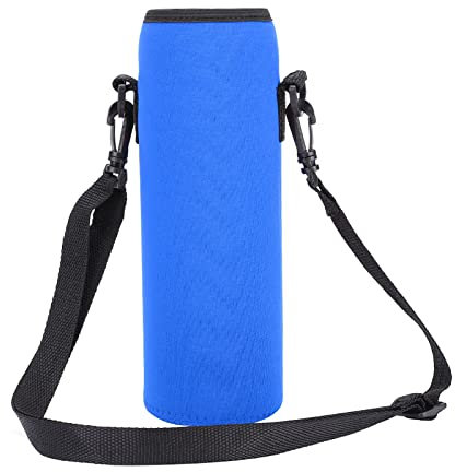 Custodia per Bottiglia D'acqua, Borsa Portaborraccia in Neoprene Borsa Portaborraccia per Sport All'aria Aperta Custodia Termica Custodia Antiscottatura con Cinturino (Blu)