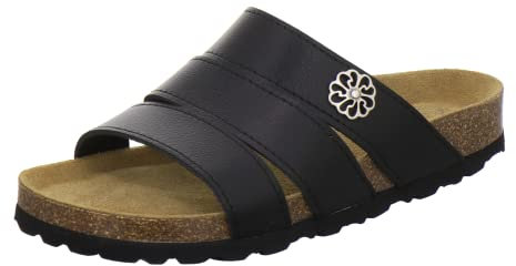 AFS-Schuhe 2113, Bequeme Damen Pantoletten echt Leder, praktische Arbeitsschuhe, Hausschuhe, Handmade in Germany (38 EU, schwarz)