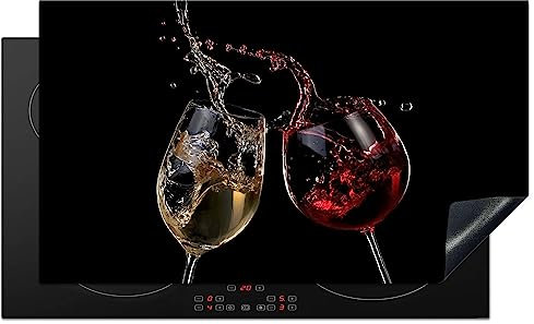 KitchenYeah© Copri Piano Cottura Induzione 90x52 cm Coprifornelli Fornello Proteggi Tutto per la Cucina Fornelli Vino rosso - Vino bianco - Vetro - Nero