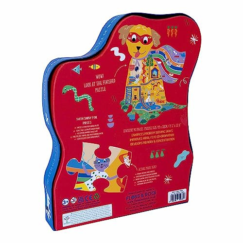 Floss & Rock Super Dog Pets Geformtes Puzzle mit geformter Box, 40 Teile, Gedächtnisfähigkeiten