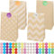 Domkan Papiertüten Klein,40 Stück 13*8*24cm Kraftpapier Tüten Geschenktüten Braune Papiertüten mit 60 Aufkleber von Geschenktüten, Brottüten,Plätzchentüten Weihnachtsgeschenken tüten kindergeburtstag