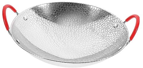 BESTonZON Multifuncional Ollas Pequeñas Para Cocinar Maifan Wok Fondue Sartén Inoxidable Wok De Cocina Olla De Acero Sartén Parrilla Plana Sartén De Cocina Sartén De Acero Olla Caliente